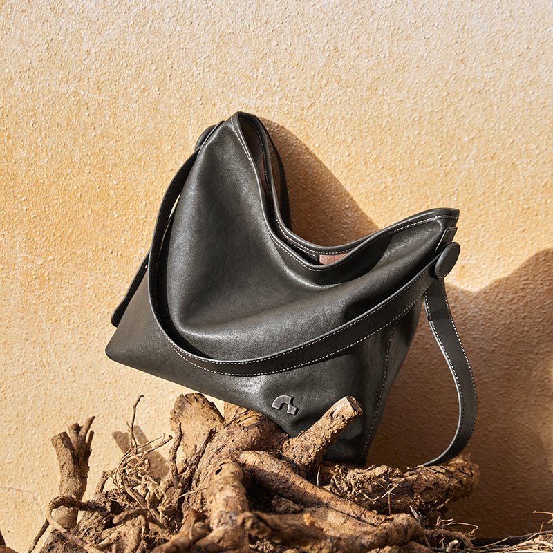 Vintage Leather Slouchy Tote Bag