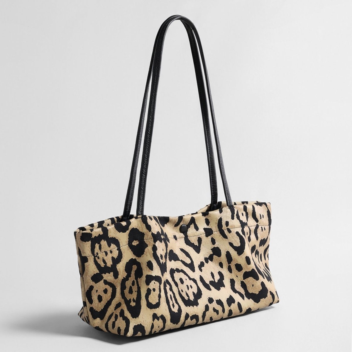 Vintage Leopard Print Canvas Underarm Bag – Leather Strap Shoulder Bag