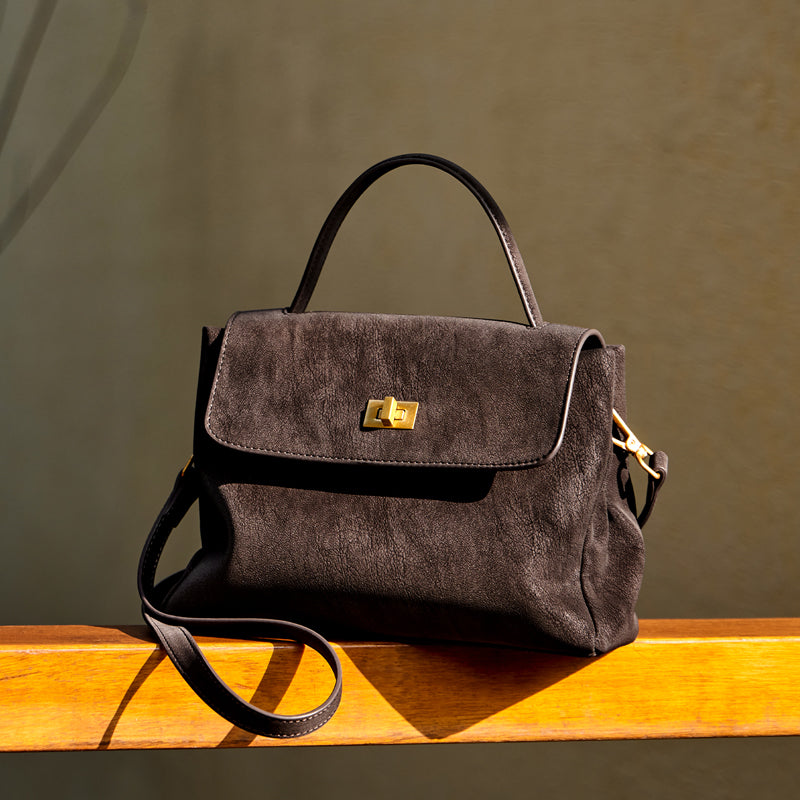 Vintage Luxe Suede Satchel Bag