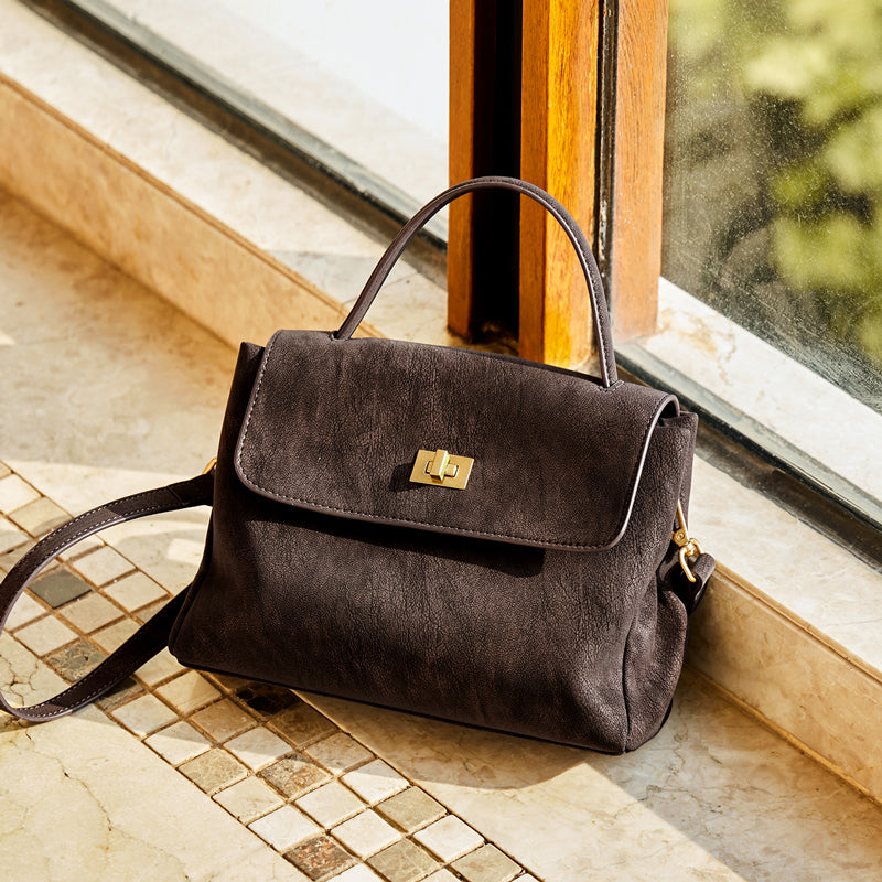 Vintage Luxe Suede Satchel Bag