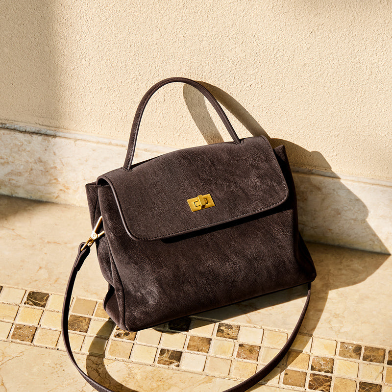 Vintage Luxe Suede Satchel Bag