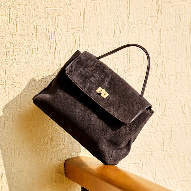 Vintage Luxe Suede Satchel Bag