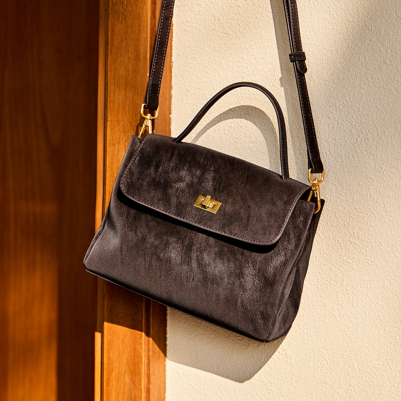 Vintage Luxe Suede Satchel Bag