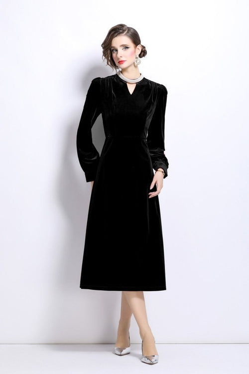 Vintage Pinhole Long Sleeve Velvet Gown - 0cm
