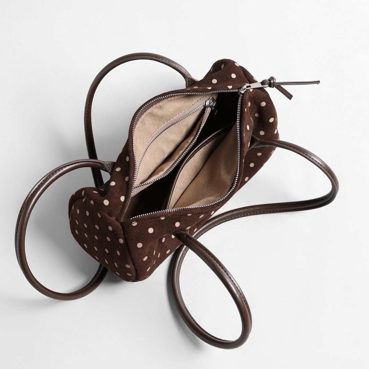 Vintage Polka Dot Suede Barrel Bag – Cylinder Shoulder Bag