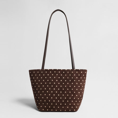 Vintage Polka Dot Suede Tote Bag – Leather Underarm & Shoulder Bag