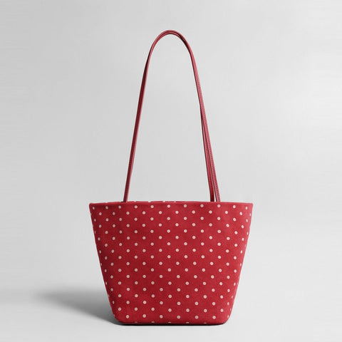 Vintage Polka Dot Suede Tote Bag – Leather Underarm & Shoulder Bag