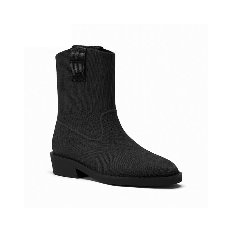 vintage posh pointed toe block heel boots all black 4