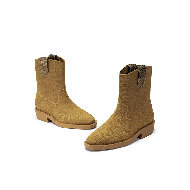 vintage posh pointed toe block heel boots all camel 3