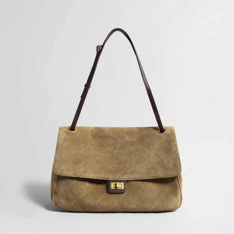 Vintage Quilted Suede Underarm Bag – Adjustable Leather Shoulder Bag
