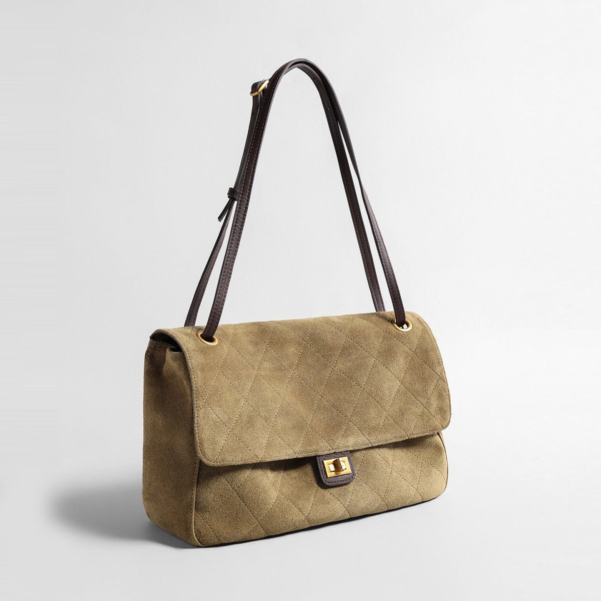Vintage Quilted Suede Underarm Bag – Adjustable Leather Shoulder Bag