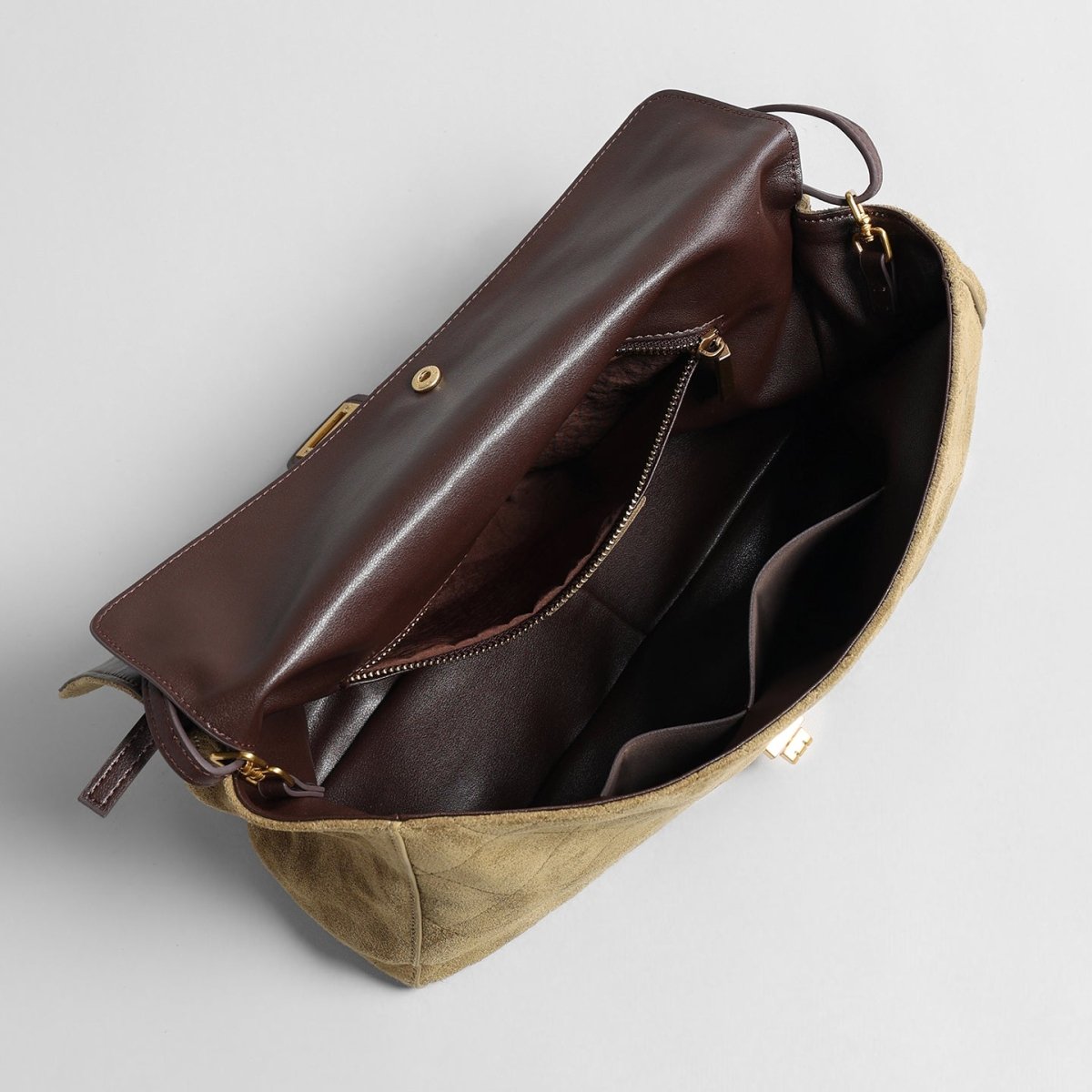 Vintage Quilted Suede Underarm Bag – Adjustable Leather Shoulder Bag
