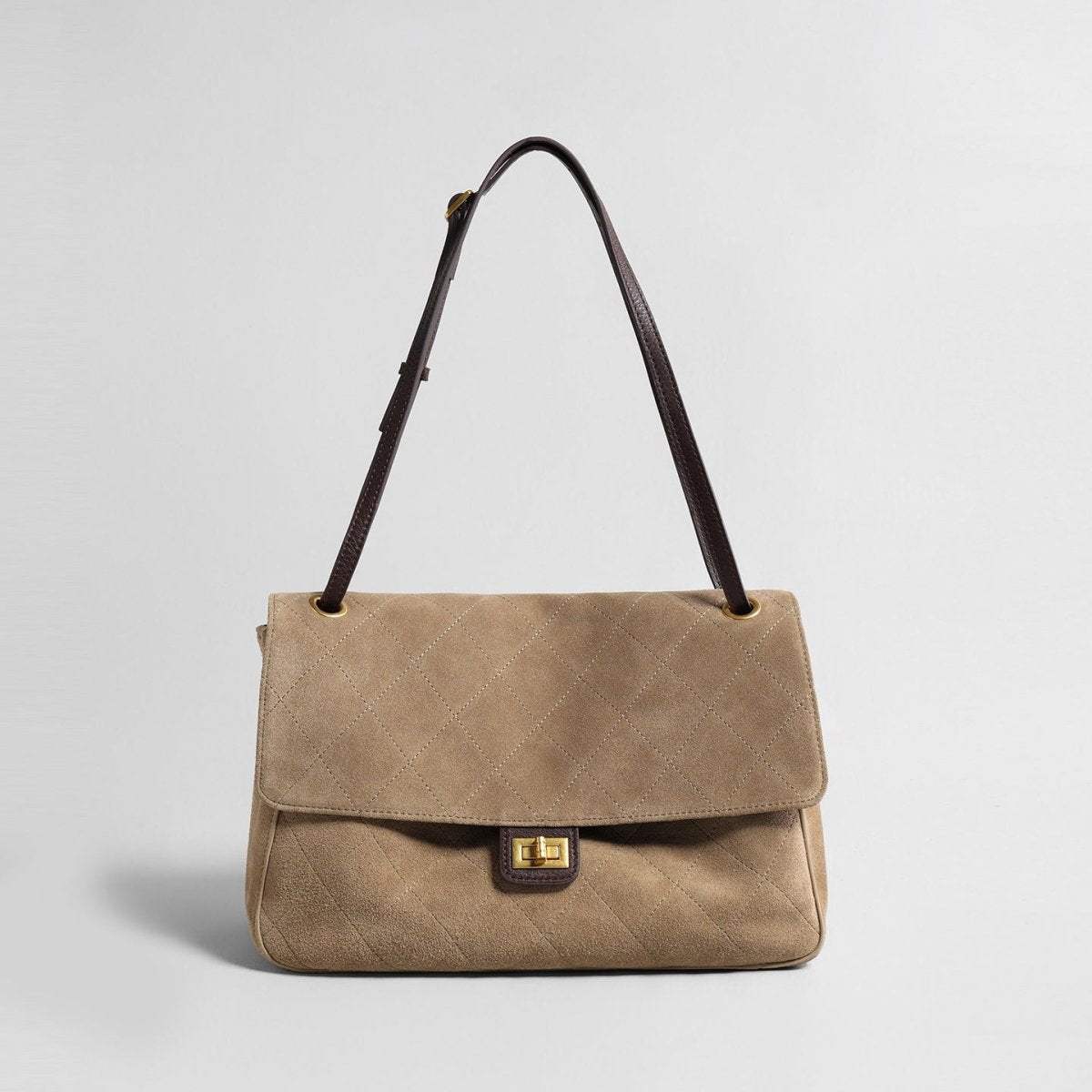 Vintage Quilted Suede Underarm Bag – Adjustable Leather Shoulder Bag