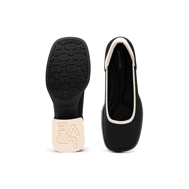 vintage square toe block heel mary jane pumps all black 2