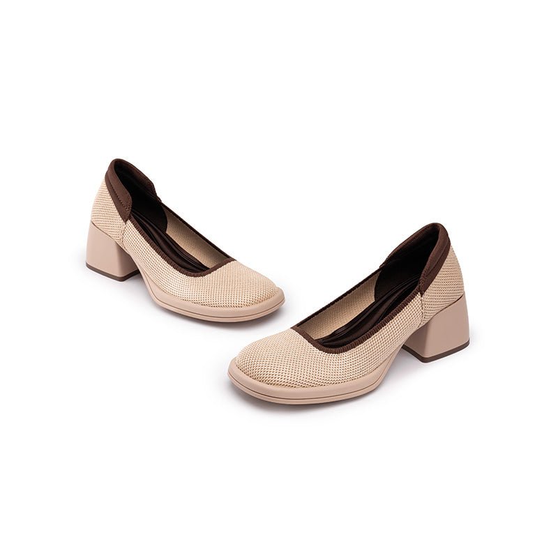 vintage square toe block heel mary jane pumps all apricot 3