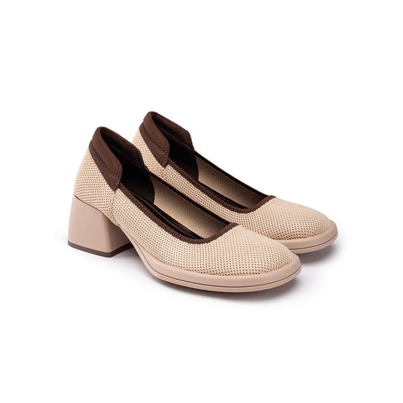 vintage square toe block heel mary jane pumps all apricot 2