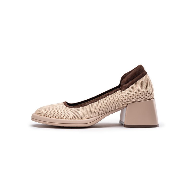 vintage square toe block heel mary jane pumps all apricot 1