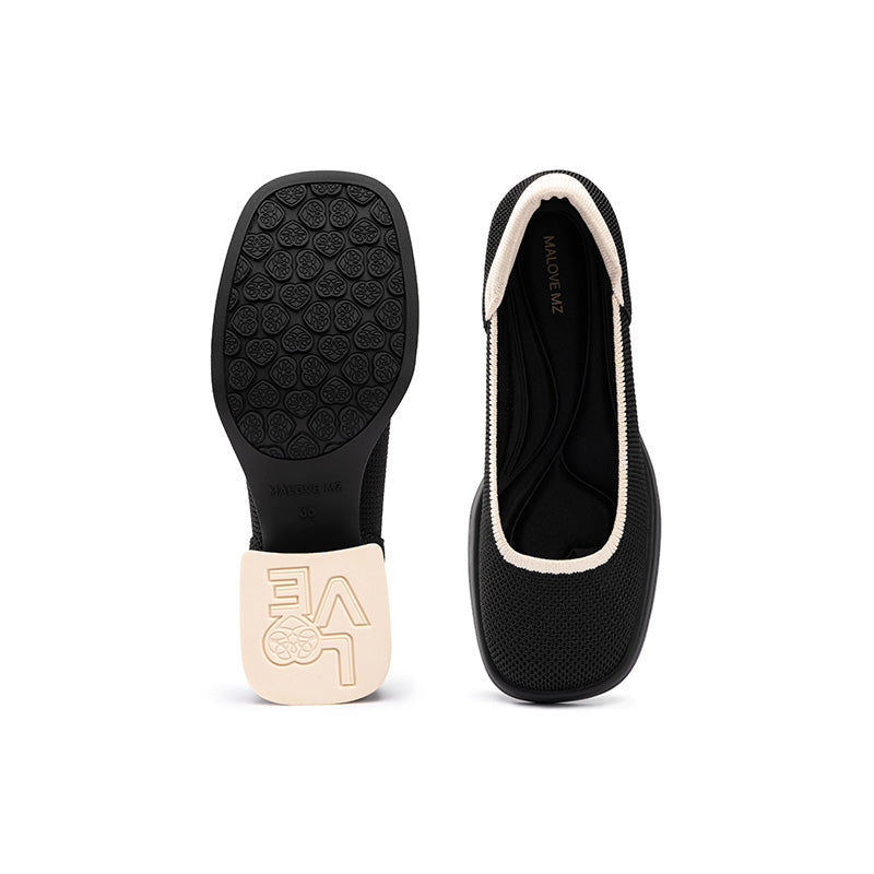 Vintage Square Toe Mary Jane Pumps – Contrast Trim Block Heel Shoes