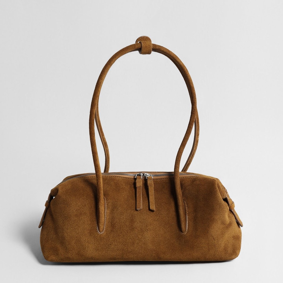 Vintage Suede Baguette Bag – Double-Zip Underarm Shoulder Bag