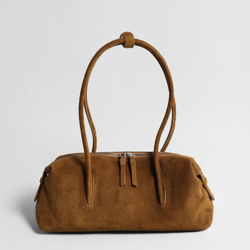 Vintage Suede Baguette Bag – Double-Zip Underarm Shoulder Bag