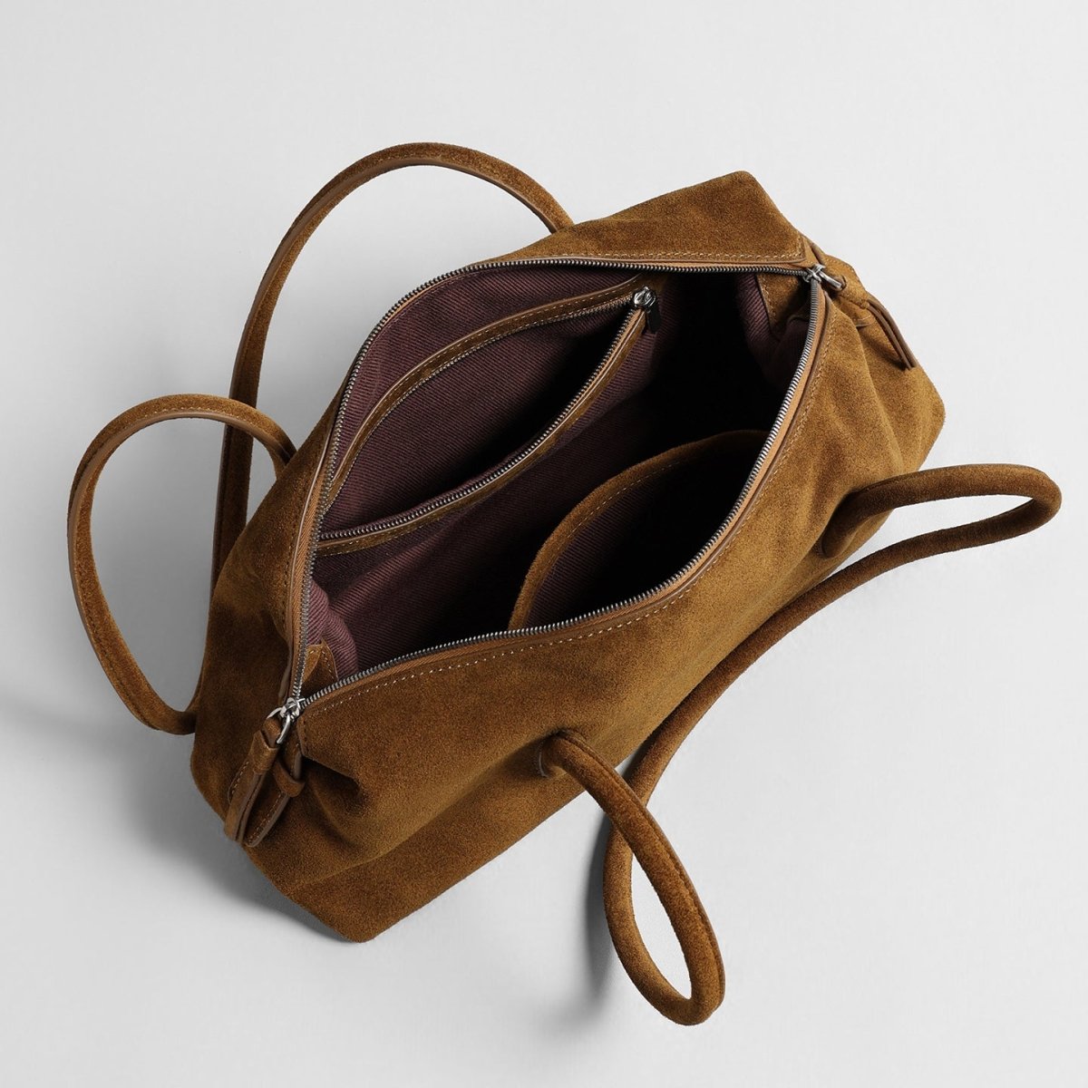 Vintage Suede Baguette Bag – Double-Zip Underarm Shoulder Bag