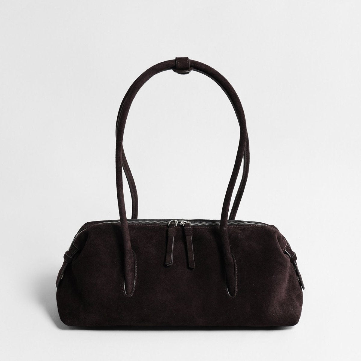 Vintage Suede Baguette Bag – Double-Zip Underarm Shoulder Bag