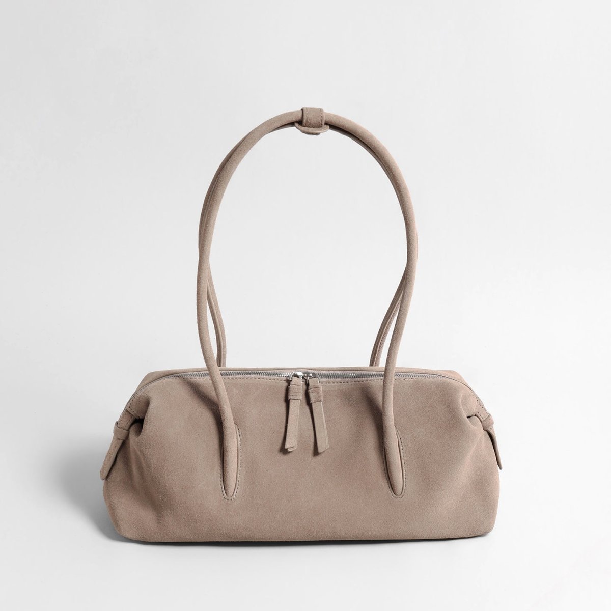 Vintage Suede Baguette Bag – Double-Zip Underarm Shoulder Bag