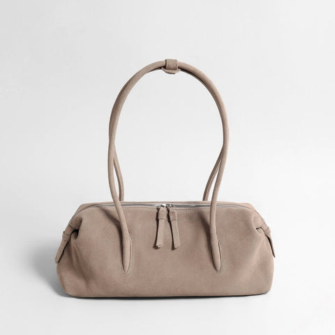 Vintage Suede Baguette Bag – Double-Zip Underarm Shoulder Bag