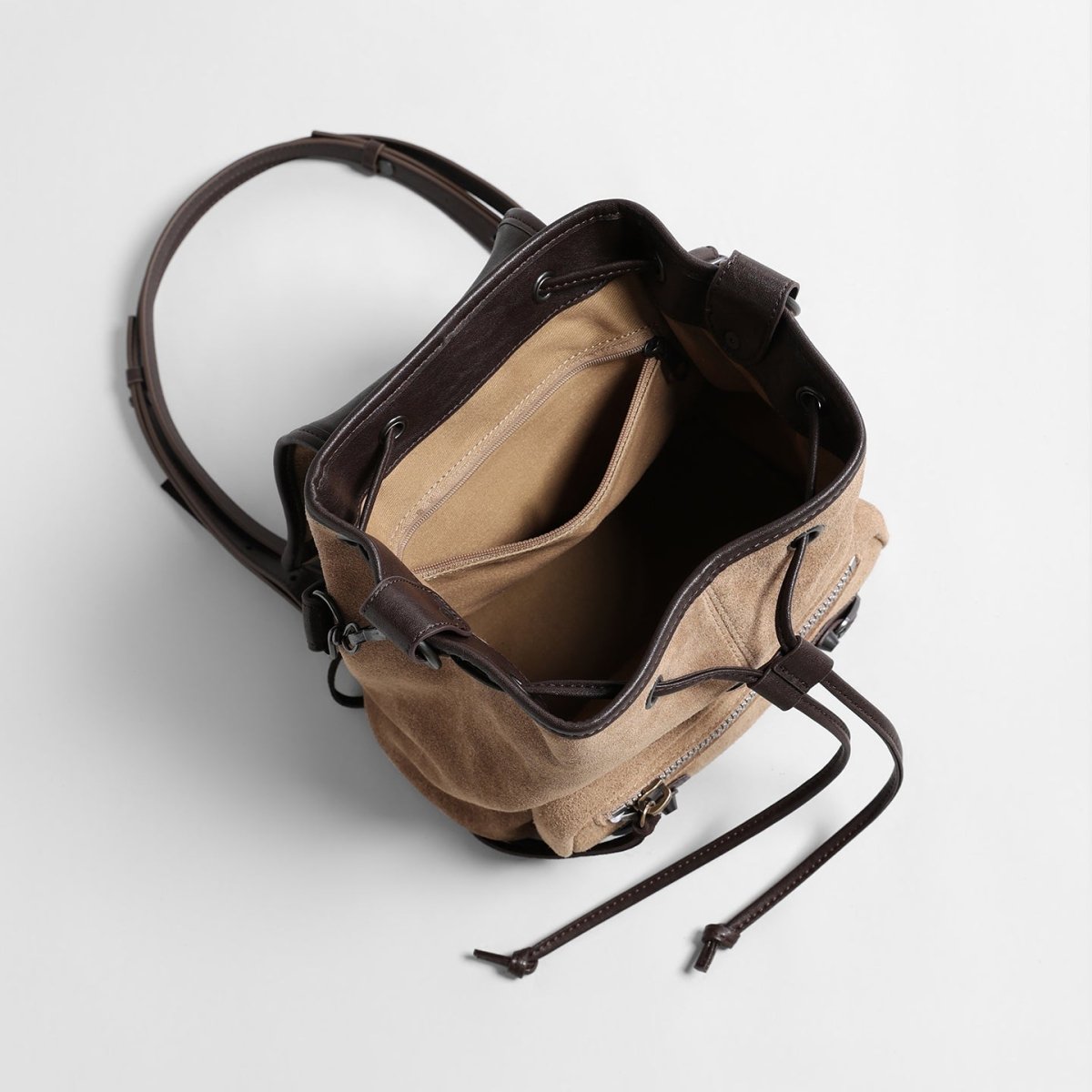 Vintage Suede Biker Backpack – Convertible Leather-Trim Bag