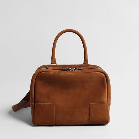 Vintage Suede Boston Bag – Leather Top Handle & Crossbody Bag