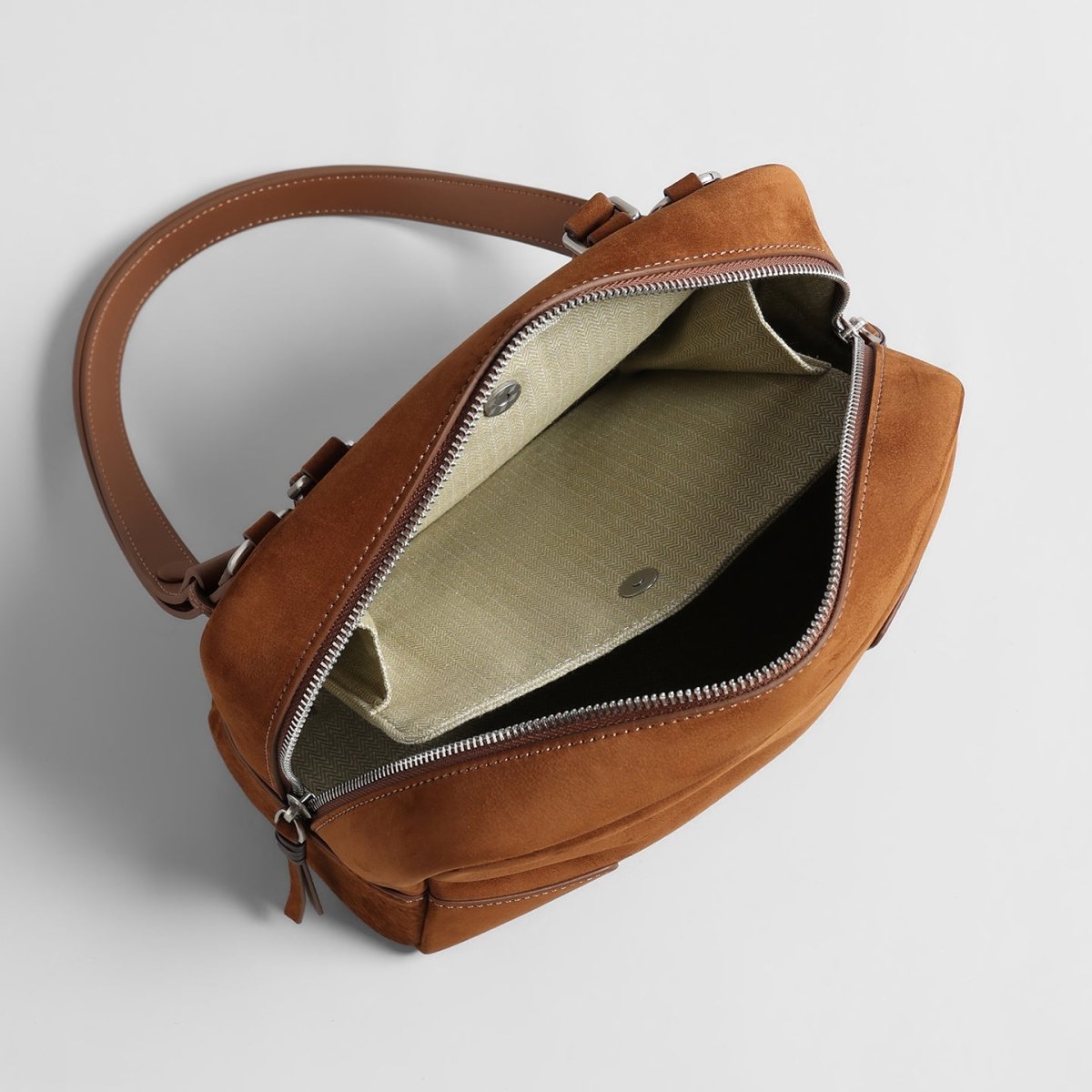 Vintage Suede Boston Bag – Leather Top Handle & Crossbody Bag