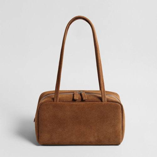 Vintage Suede Boston Bag – Boxy Underarm & Shoulder Bag