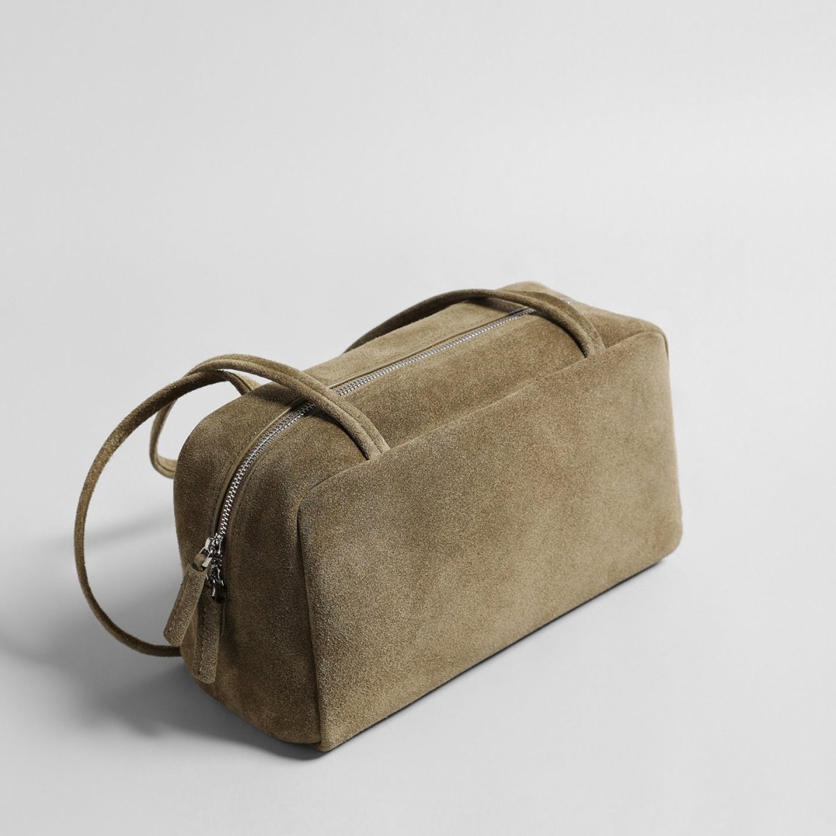 Vintage Suede Boston Bag – Boxy Underarm & Shoulder Bag