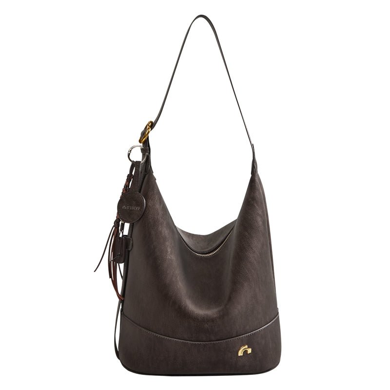Vintage Suede Hobo Bucket Bag