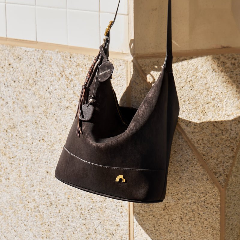 Vintage Suede Hobo Bucket Bag