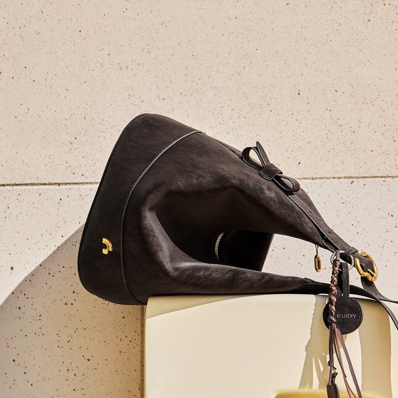 Vintage Suede Hobo Bucket Bag