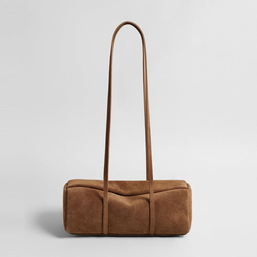 Vintage Suede Long Pillow Bag – Through-Strap Underarm Shoulder Bag