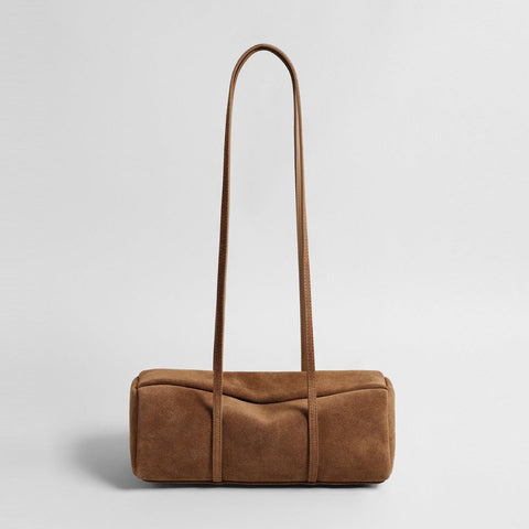 Vintage Suede Long Pillow Bag – Through-Strap Underarm Shoulder Bag
