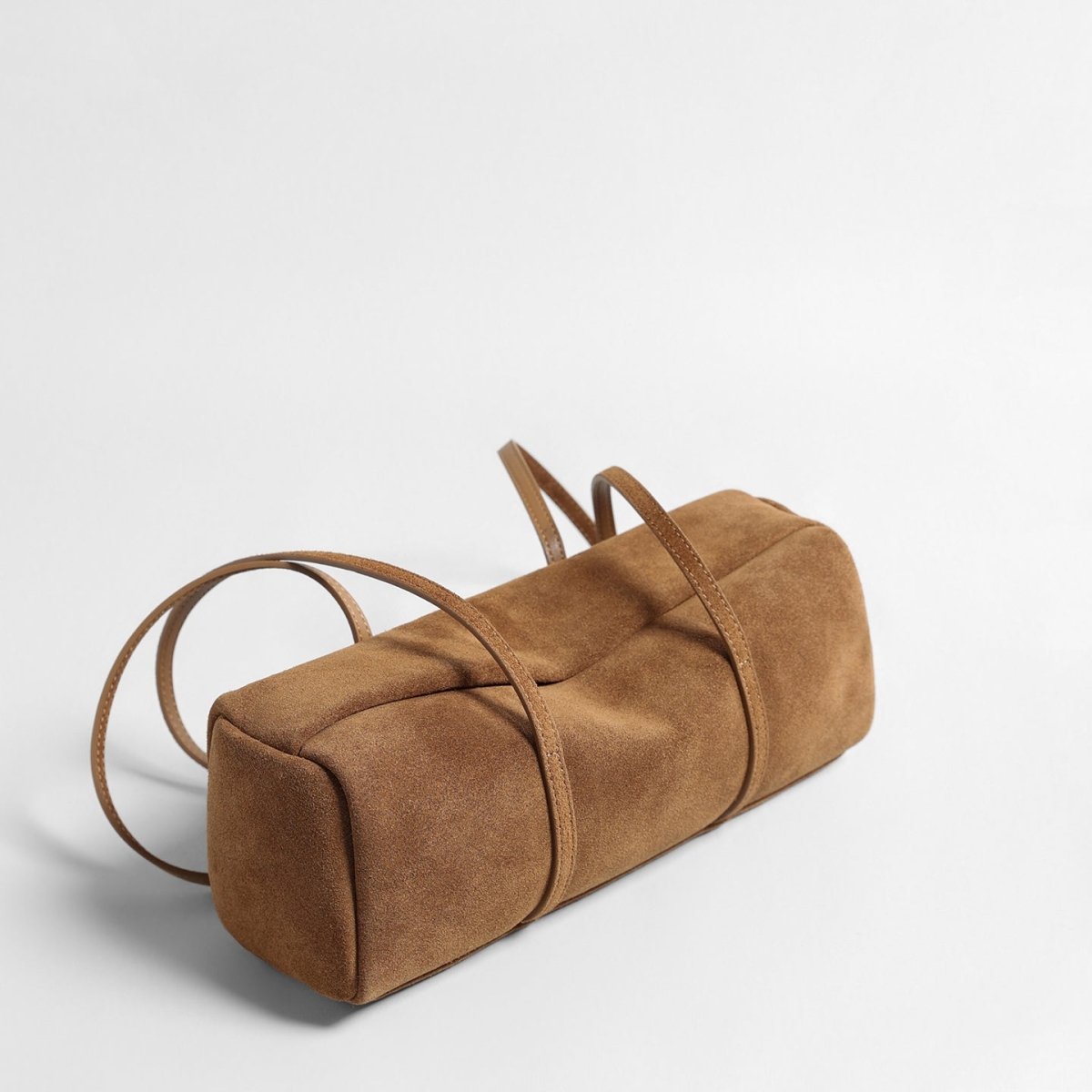 Vintage Suede Long Pillow Bag – Through-Strap Underarm Shoulder Bag
