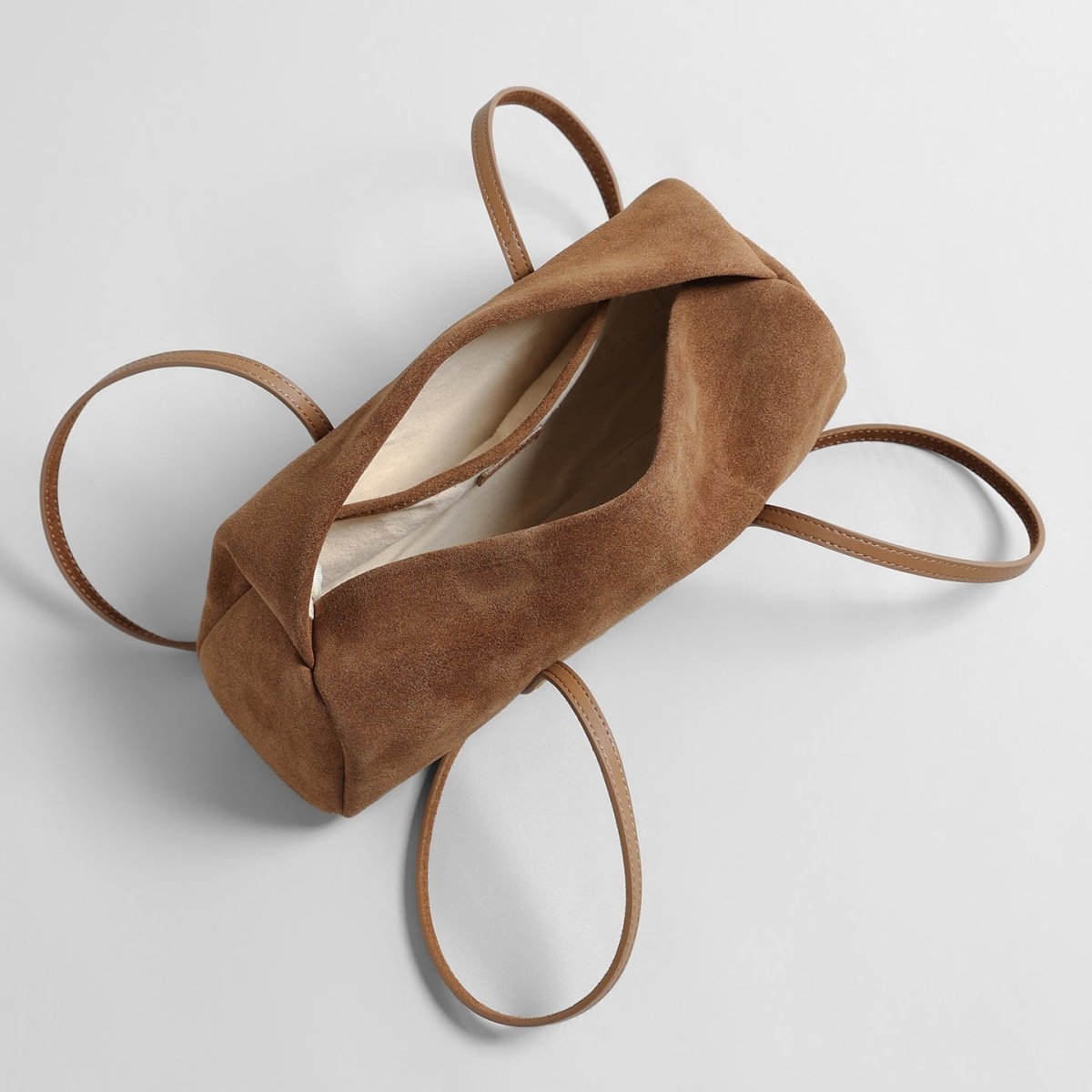 Vintage Suede Long Pillow Bag – Through-Strap Underarm Shoulder Bag
