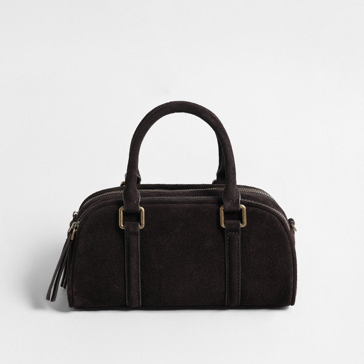 Vintage Suede Mini Boston Bag – Leather Top Handle & Crossbody Bag