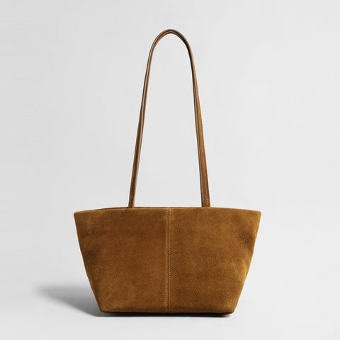 Vintage Suede Mini Tote Bag – V-Shape Shoulder Bag