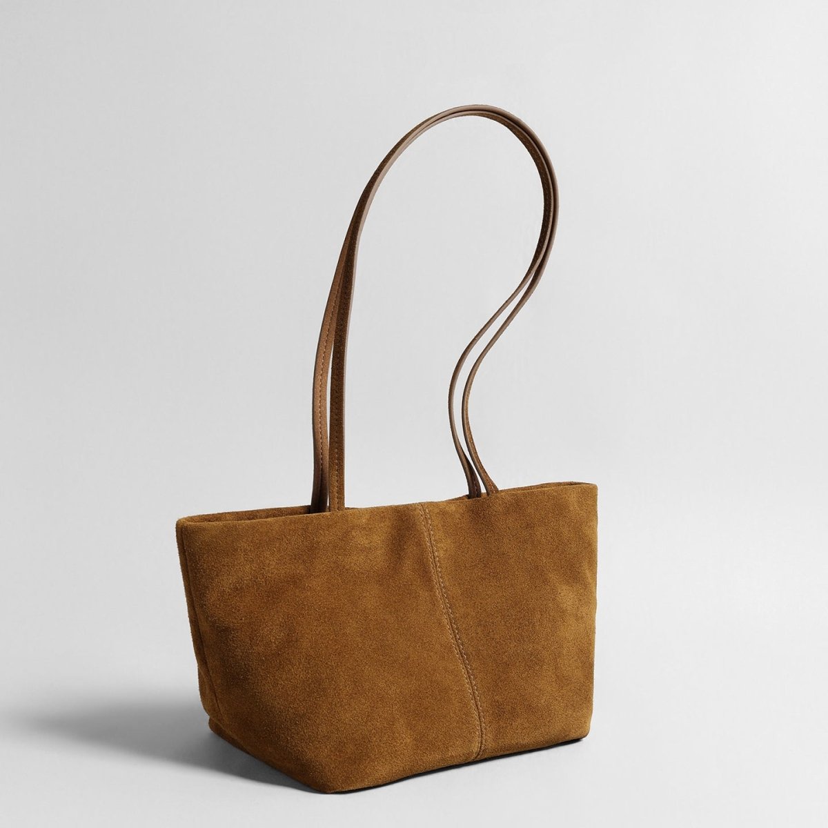 Vintage Suede Mini Tote Bag – V-Shape Shoulder Bag
