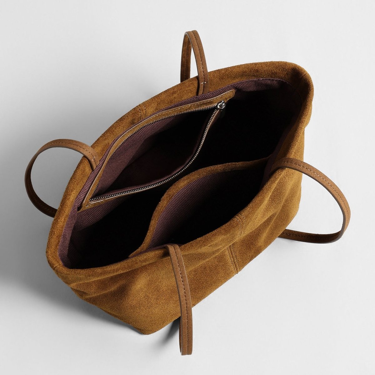 Vintage Suede Mini Tote Bag – V-Shape Shoulder Bag