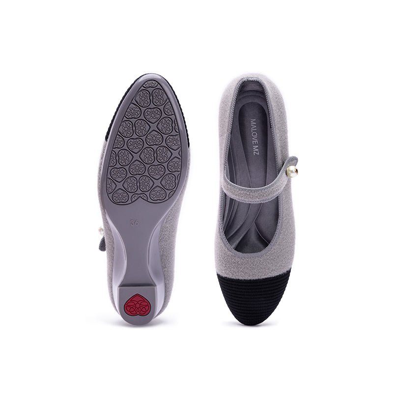 Vintage Tweed Low Heel Strap Mary Jane Shoes - 0cm