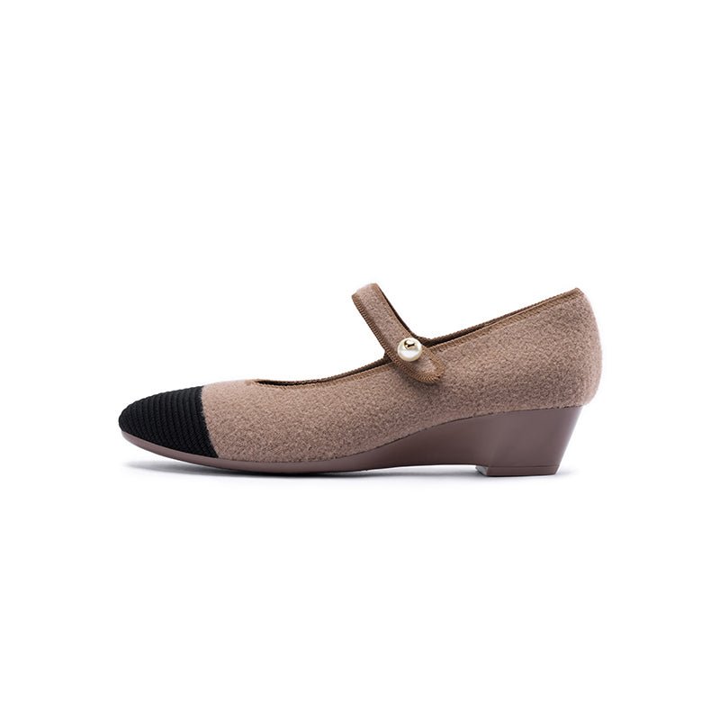 Vintage Tweed Low Heel Strap Mary Jane Shoes - 0cm