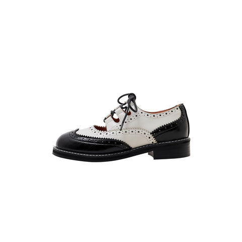 Vintage Two Tone Cutout Leather Brogue Oxfords