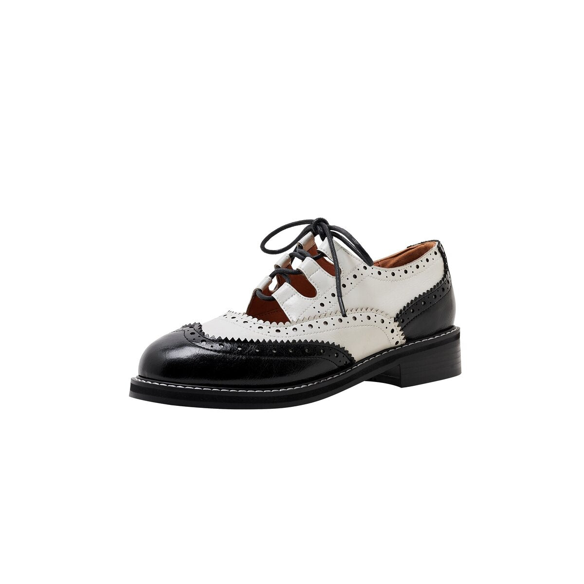 Vintage Two Tone Cutout Leather Brogue Oxfords