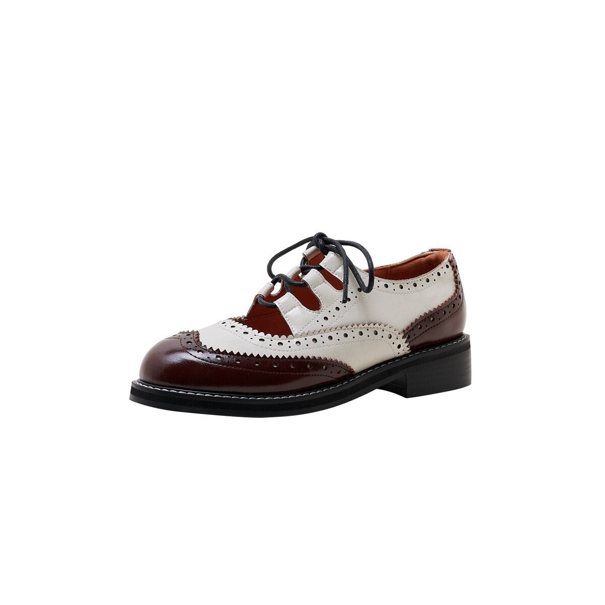 Vintage Two Tone Cutout Leather Brogue Oxfords