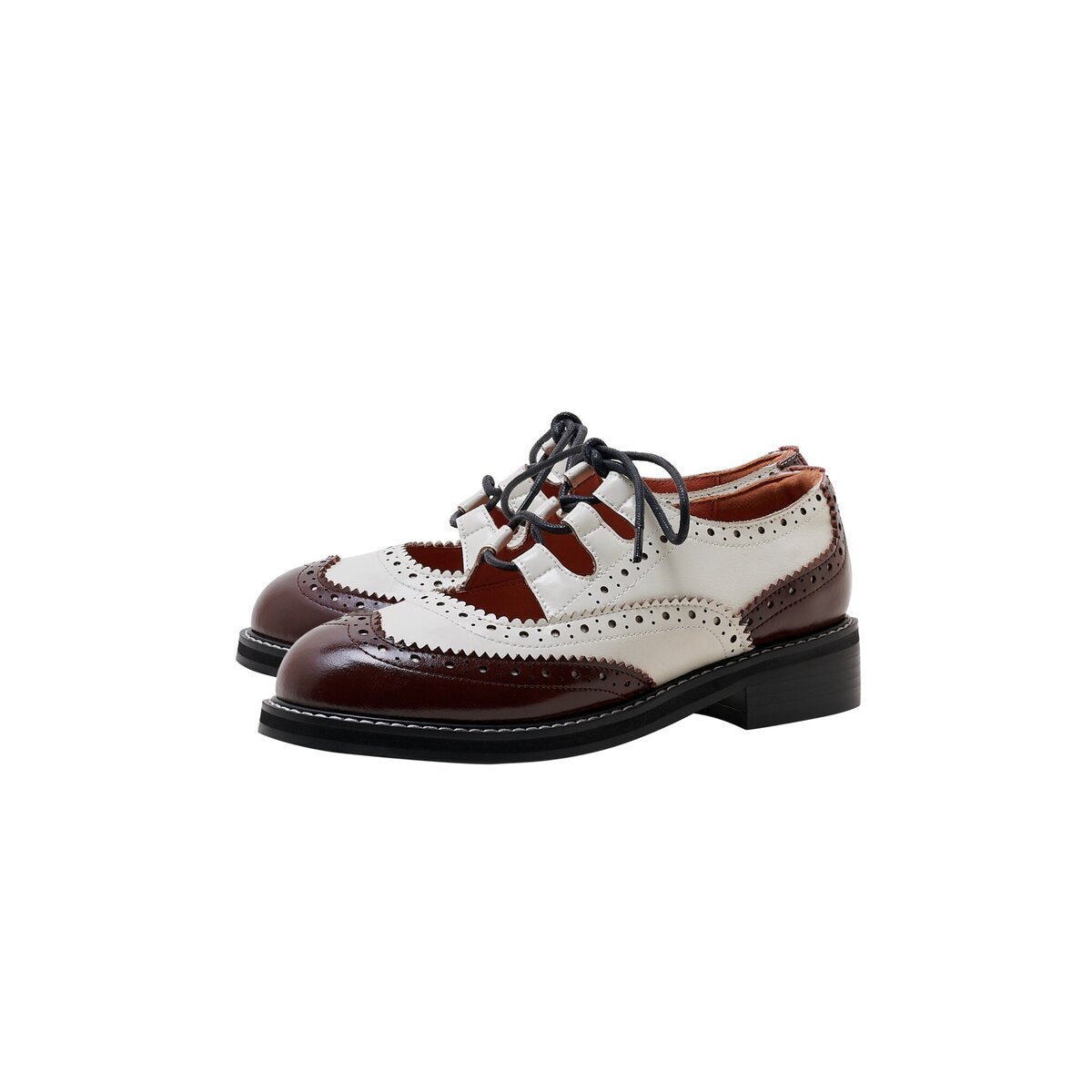 Vintage Two Tone Cutout Leather Brogue Oxfords